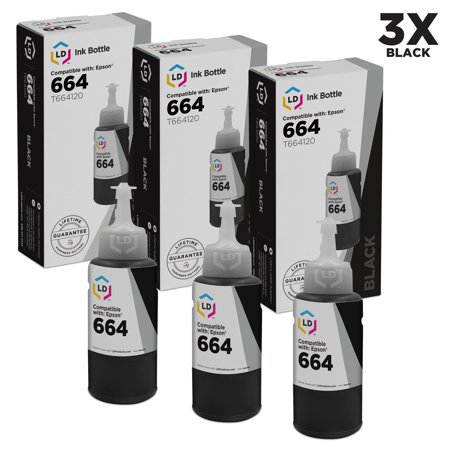 LD Products Compatible Bottle Replacement for 664 T664120 High Yield Products (Black  3-Pack)