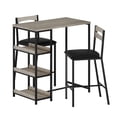 thumbnail image 1 of Space-Saving 3-Piece Bar Table and Chairs Set for 2 – Counter Height Dining Table with 3-Tier Storage, Wine Rack, Padded Stools – Perfect for Small Apartments, Rustic Brown & Black, 1 of 8
