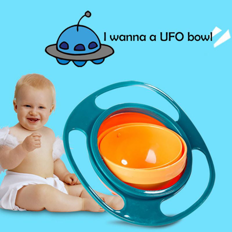 Baby Anti Spill Bowl 360 Rotate Universal Gyro Gravity Kids Feeding Training Cup 