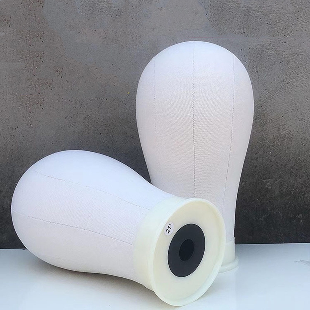 2Pcs Canvas Salon Mannequin Head For Hairdressers 21/22Inch With Mounting Hole Realistic Contouring Styling Stability