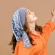 thumbnail image 5 of Gorro de moda para mujer, estampado, elástico, de seda artificial, suave para el cuidado del cabello. Cadena Gris Azul, 5 of 9