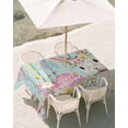 thumbnail image 3 of 52x70 Inch Outdoor Tablecloth with Umbrella Hole Zipper Rectangle Turquoise Easter Rectangular Tablecloths Outside Waterproof Spring Easter Bunny Eggs Floral Wooden Patio Table Cover for Picnic Party, 3 of 8