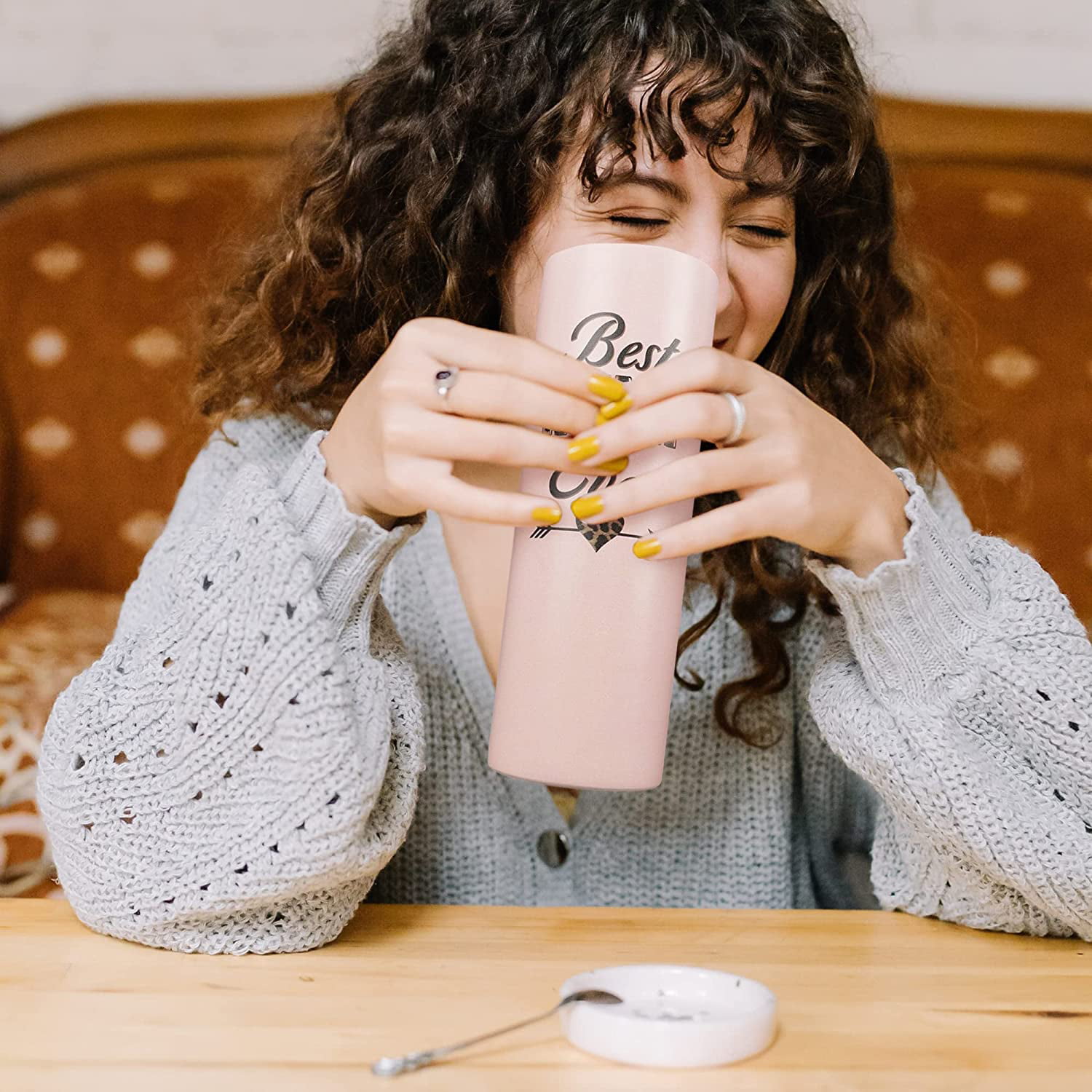 Travel Mug with Lid & Reusable Straw – Sugar & Cotton