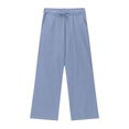 thumbnail image 4 of Cargo Pant for Girl, Girls Pants Summer Casual Cotton Linen Smocked High Waist Pant Loose Lightweight Wide Leg Long Trousers under $10, 4 of 8