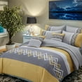 thumbnail image 2 of Davulos 6 Piece Geometric Pattern Yellow Comforter Set，Queen Bed in a Bag Set , Stylish Bedding Set with Comforter, Flat Sheet, Fitted Sheet, 2 Pillowcases & 1 Decorative Pillowcase, 2 of 8