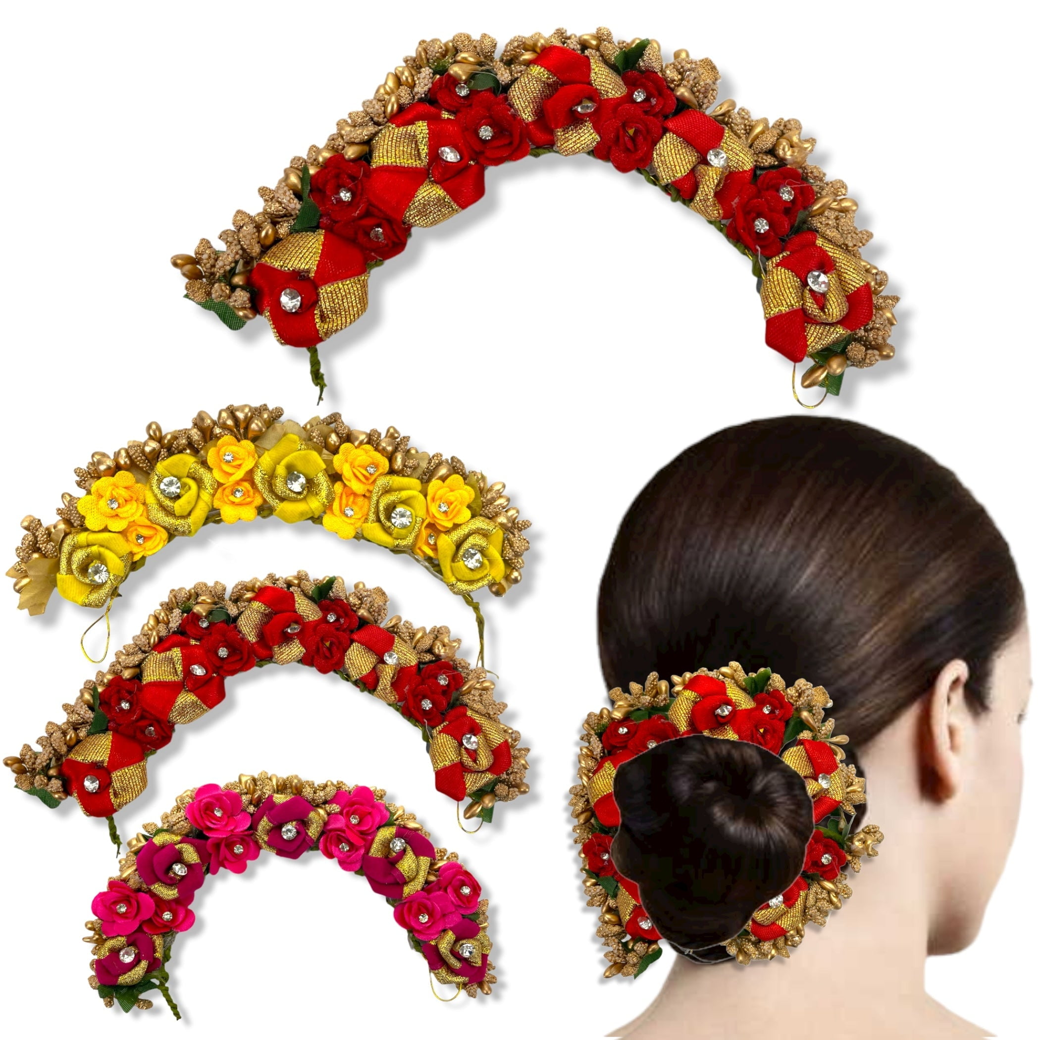 LoveNspire Designer Rose Gajra, Hair Accessory, Veni Flower Jewelry, Wedding Jewellery For Bride, Classical Dance Jewelry, Bharatanatyam, Kuchipudi LoveNspire Designer Rose Gajra, Hair Accessory, Veni Flower Jewelry, Wedding Jewellery For Bride, Classical Dance Jewelry, Bharatanatyam, Kuchipudi