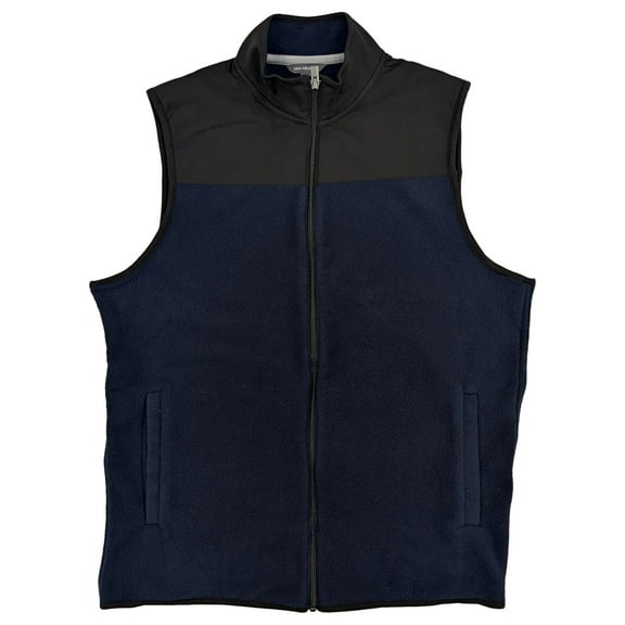Van Heusen Mens Sea Navy Blue Regular Fit Fleece Vest Medium