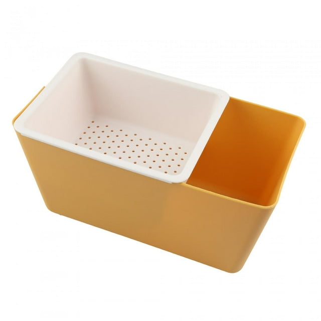 Organizador de almacenamiento de alimentos, escurridor de cocina, frutero, cesta escurridora, fondo antideslizante Amarillo
