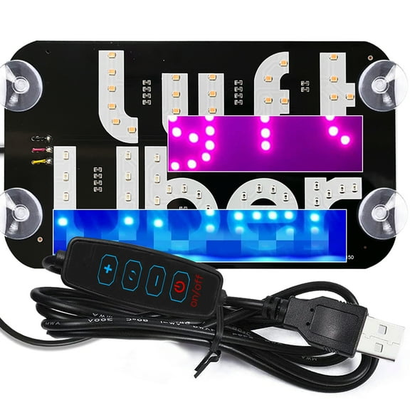 Adjusted Led Light Signs for Car Windshield, Taxi Sign Light Glow LED Sign Bumper Stickers with Suction Cups Flashing Hook on Car Window LED Bright Lights USB Plug (Pink/Blue)