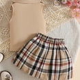 thumbnail image 5 of TOWED22 Toddler Girl Summer Outfits 2Pcs Cap Sleeve Checkered Top and Bow Shorts Cute Baby Girl Clothes 12M-5T(Coffee,9-12 M), 5 of 8