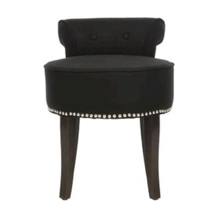 SAFAVIEH Georgia Contemporary Glam Upholstered Vanity Stool, Black