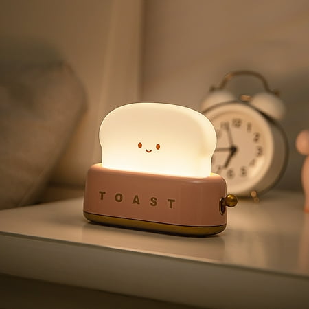 

LED Creative Toast Night Light Bread Machine Lights Charging Dimming Toast Lamp Bedroom Children Timing Sleep Lamps Bedside Gift