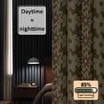 thumbnail image 3 of Brown Golden Floral Blackout Curtains for Bedroom/Living Room, Pinch Pleated Black Out Curtains, Modern Abstract Art Spring Flowers Room Darkening Window Drapes with Hooks 2 Panels, 59"x70", 3 of 8
