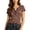 F-339Coffee, variant on ZHOGXU Womens Summer T Shirt Short Sleeve V Neck Button Front Striped Print Lightweight Stylish Slim Fit Tee Top For Everyday Wear,Coffee,L