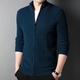 thumbnail image 3 of Suéter de lana para hombre, tipo cárdigan, estilo coreano, grueso, de moda, para primavera y otoño, con cuello alto, 3 of 5