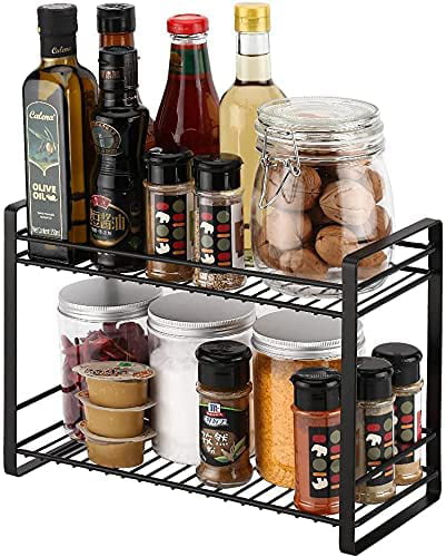 2 Tier Stackable Spice Herb Jar Rack Shelf Holder Organiser for kitchen LW 