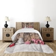 thumbnail image 4 of Ambesonne Winter Quilted Bedspread Set 2 Pcs, Traditional Xmas, Twin Size, Brown White Pink, 4 of 5