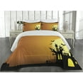 thumbnail image 2 of Ambesonne Halloween Quilted Coverlet 3 Pcs, Haunted House, King Size, Orange Black, 2 of 4