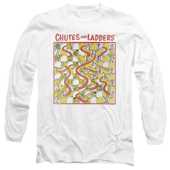 Chutes And Ladders 79 Game Board Long Sleeve Adult 18/1 T-Shirt White