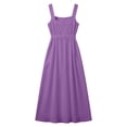 thumbnail image 5 of Gamivast Linen Dresses for Women Sleeveless Square Neck Button Front Maxi Dress with Pockets Casual A-Line Sundress Summer Vacation Beach Dress Purple XXL, 5 of 7