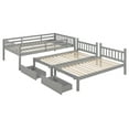 thumbnail image 6 of Solid Wood Triple Bunk Bed, Full Over 2 Twin Bunk Bed with 2 Drawers and Guardrails, 3-in-1 Convertible Bunk Beds for Family, Gray, 6 of 9
