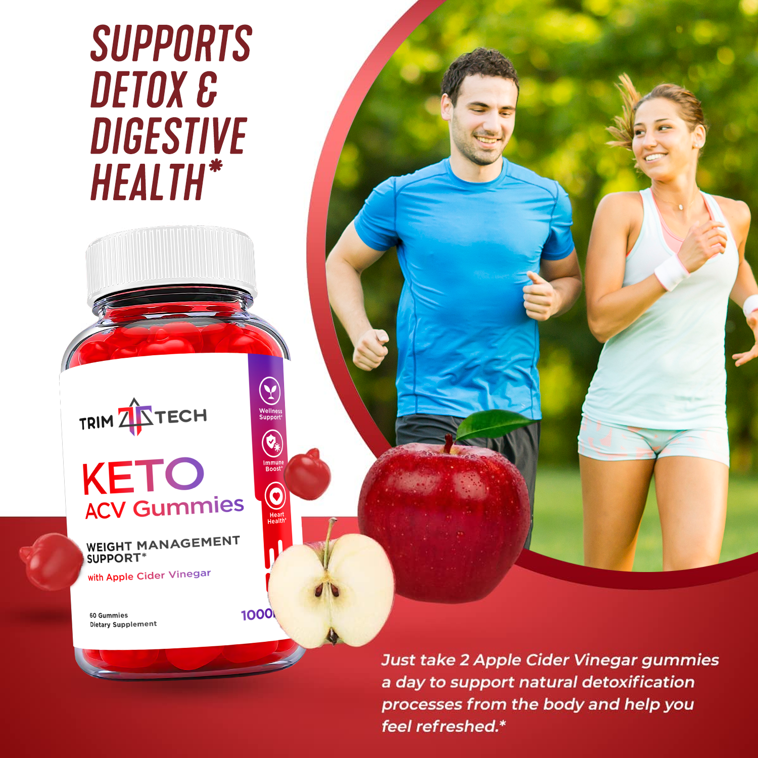 (2 Pack) Trim Tech Keto ACV Gummies - Supplement for Weight Loss - Energy & Focus Boosting Dietary Supplements for Weight Management & Metabolism - Fat Burn - 120 Gummies