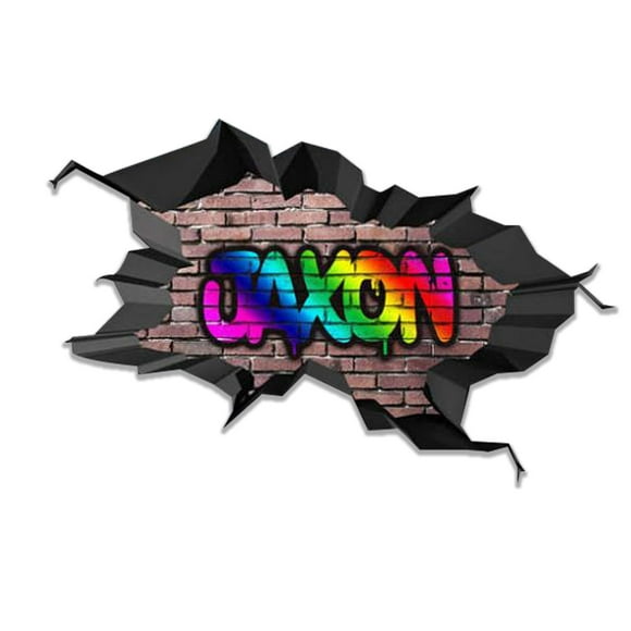 MySticky Autocollant Mural Personnalisé avec Nom 3D Graffiti / Art Vinyle Décoratif / Amovible / Pelable et Collant / Bordure Noire Profonde (MYSPGN18-Small)