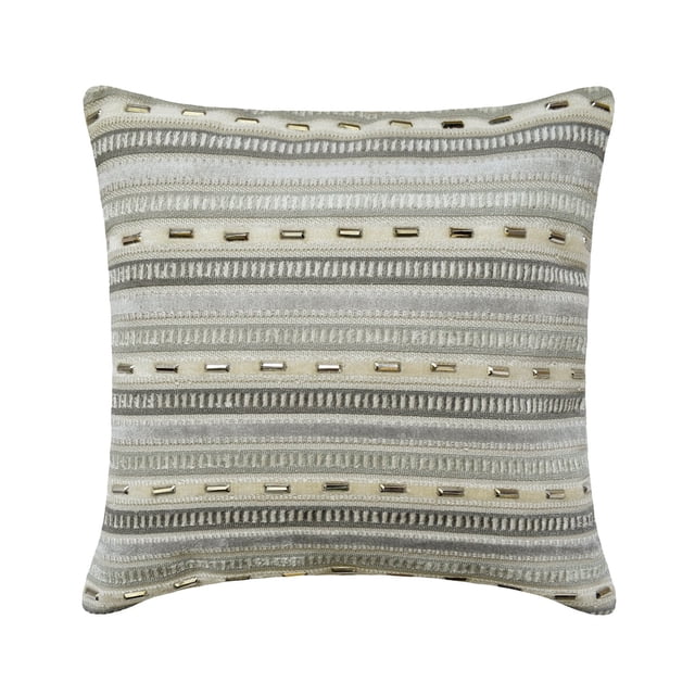 Cojines decorativos HomeCentric de 45 x 45 cm (18 x 18 pulgadas), color gris, con rayas de terciopelo y bordado de cristales para sofá, diseño moderno de rayas - Sueño de rayas