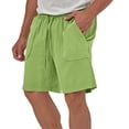 thumbnail image 3 of Men's Linen Blend Casual Shorts Drawstring Waist Breathable Lightweight for Summer Beach Vacation Poolside Relaxing Linen Shorts,Light Green,XXXL, 3 of 4