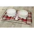 thumbnail image 2 of Simply Daisy Snow Flake on Plaid Bone Shape Pet Feeding Mat for Dogs, 2 of 3