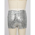 thumbnail image 4 of Linjinx Little Big Girls' Sparkle Spandex Tumbling Athletic Gymnastics Short for Sports Yoga Leotard Silver 110-120/11, 4 of 7