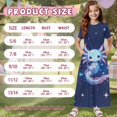 thumbnail image 7 of Uourmeti Girl's Dress Blue Axolotl Galaxy Print Crew Neck Short Sleeve Maxi Long Dress with Pockets Cute Flowy Holiday Outfits, Size 7-8 Years, 7 of 7