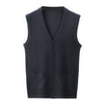 thumbnail image 1 of Gilet Sans Col en Laine Mélangée pour Hommes, Sans Manches, pour l'Automne et l'Hiver, Tenue Décontractée, 1 of 5