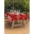thumbnail image 2 of Outdoor Tablecloth with Umbrella Hole and Zipper, Red Fish Scale Rectangle Table Cloth 52x70 Inch Waterproof Tablecloth, Modern Geometric Ombre Abstract Moroccan Picnic Table Cover for Patio Camping, 2 of 7