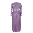 thumbnail image 5 of ClodeEU Women's Long Sleeves Sequin V Neck Tunic Waist Dress ,Casual Long Maxi Dress For Party Purple,Womens Plus L, 5 of 5