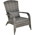 thumbnail image 2 of Outsunny Patio Wicker Adirondack Chair with Soft Cushions, Gray, 2 of 9
