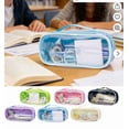 thumbnail image 4 of Large Pencil Case 2 Compartments, Clear Pen Pencil Pouch with Zipper, Multifunction Transparent Stationery Bag for Student College Office Teen Makeup Bag for Adults Travel (Purple), 4 of 9