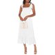 thumbnail image 3 of Sunloudy - Vestido informal para mujer, color sólido, doble lazo lateral, parte inferior con tirantes, abertura alta, dobladillo con volantes, vestido largo Sunloudy moda, 3 of 9
