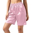 thumbnail image 5 of Puyaiuu Womens Ice Silk Satin Bermuda Shorts Elastic High Waist Loose Fit Plus Size Casual Loungewear Pants Lightweight Comfort Sleep Shorts For Summer Daily Wear, 5 of 8