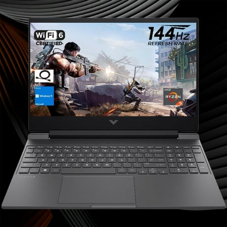 HP Victus Gaming Laptop, 15.6" FHD 144Hz, AMD Ryzen 5 7535HS, Radeon RX 6550M (Beats Nvidia GeForce RTX 3050), 8GB RAM 512GB SSD, Backlit Keyboard, Wi-Fi 6, Bluetooth, Windows 11 Home, Mica Silver