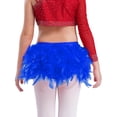 thumbnail image 6 of Raenseen Kids Girls Shiny Dance Crop Top and Feather Briefs Skirt Sparkly 2 Piece Jazz Ballet Gym Dance Outfit Blue 6, 6 of 7