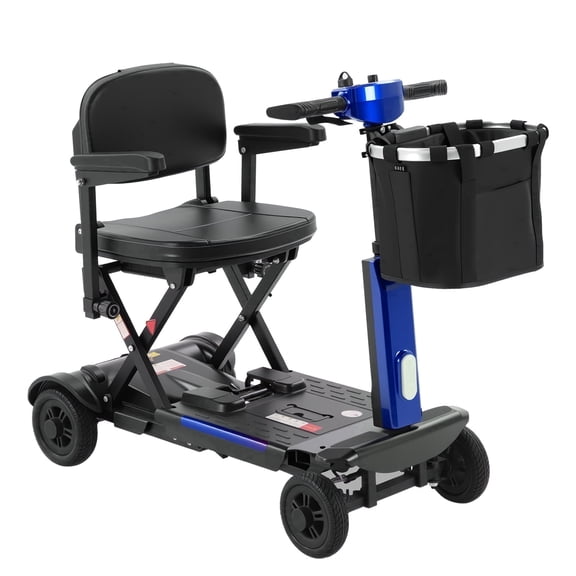 Lightweight Foldable 4-Wheel Mobility Scooter for Adults & Seniors – 15-30 Miles Long Range Electric Powered Wheelchair, 350W Motor, Removable Battery, Portable Travel Scooter for Elderly & Disabled