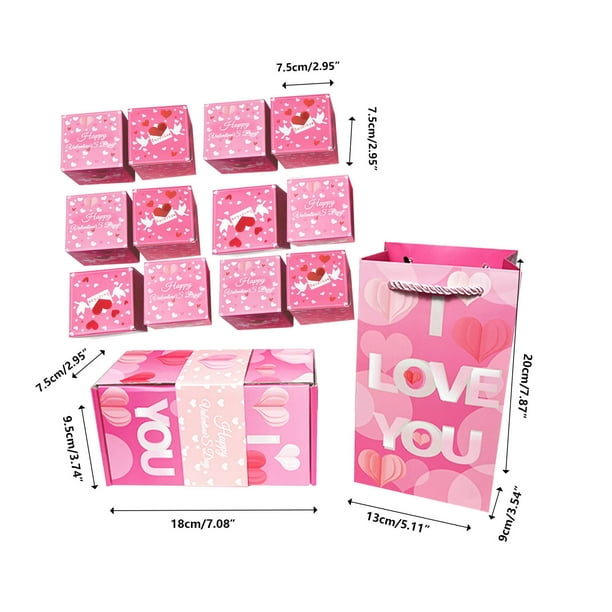 Caja sorpresa para San Valentín con mensaje "Te amo", para el Día de los Caídos, para enviar a parejas de chicas, cajas de regalo con sobre rojo.