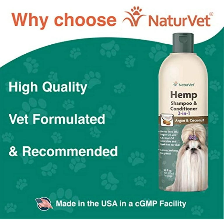 NaturVet 79905941 Hemp 2 in 1 Dog Shampoo Conditioner Argan Coconut 16 oz. Walmart