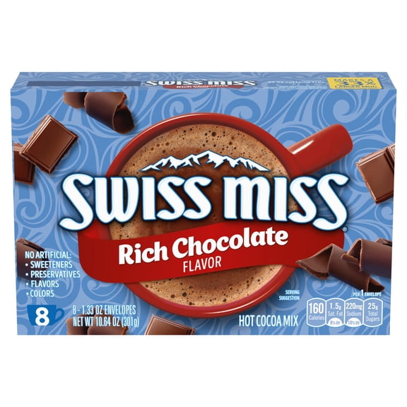 Swiss Miss® Rich Chocolate Hot Cocoa Mix, 8 Count, Pack of 4 – Classic & Creamy Hot Chocolate