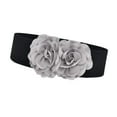 thumbnail image 2 of Cinturón elástico ancho para mujer, cinturón de moda con flores grandes para camisas largas y blusas. Flor gris, 2 of 9
