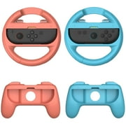 Racing Wheel & 2-Pack Grips Set for Switch 2/Switch/OLED Joy-Con – Ergonomic, Non-Slip, Quick Install – Compatible with Kart & All Joy-Con Games