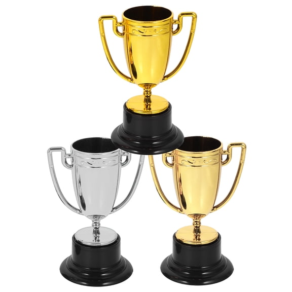 CRILSTYLEO 3Pcs Small Plastic Trophy Ornaments Assorted Colors Decorative Reward Trophies