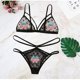 thumbnail image 1 of Conjunto de ropa interior de encaje con pegatina bordada de Hello Kitty para mujer, traje de Bikini, sujetador, bragas, dibujos animados, Melody Kuromi, moda, 2 piezas, 1 of 4