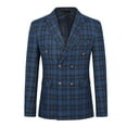 thumbnail image 2 of Cloudstyle Men's Regular Fit Plaid Stripe Two-Piece Suit, Double-Breasted Three-Button Classic Lapel Wrinkle-Resistant Spring/Summer/Fall Casual, 2 of 15